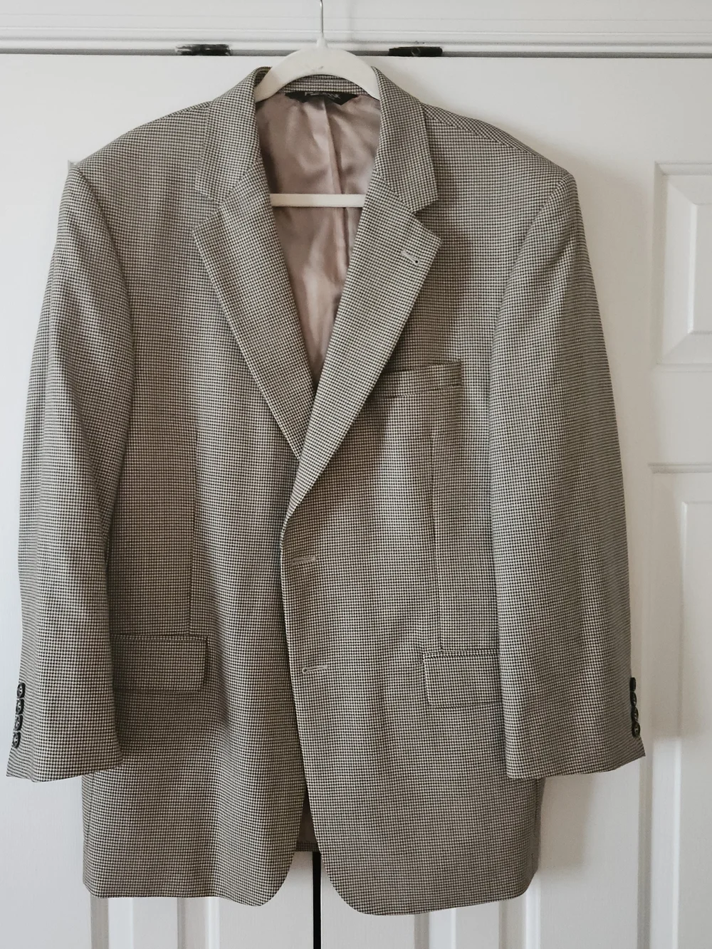 Jos. A. Bank Men's Tan Black Houndstooth Wool Blazer/Sportcoat 2-Button 43RG.